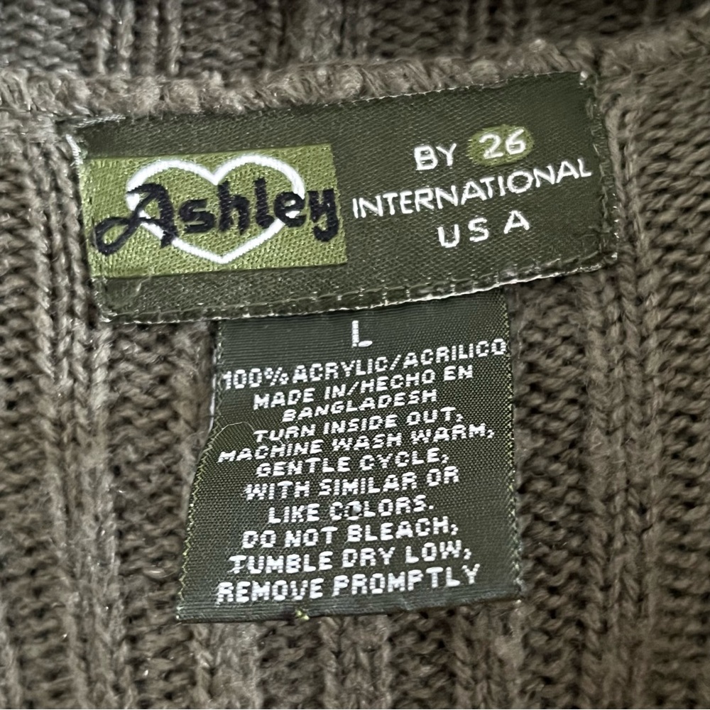Ashley by 26 International USA Olive Green Button Up Hooded Cardigan - Picture 3 of 8